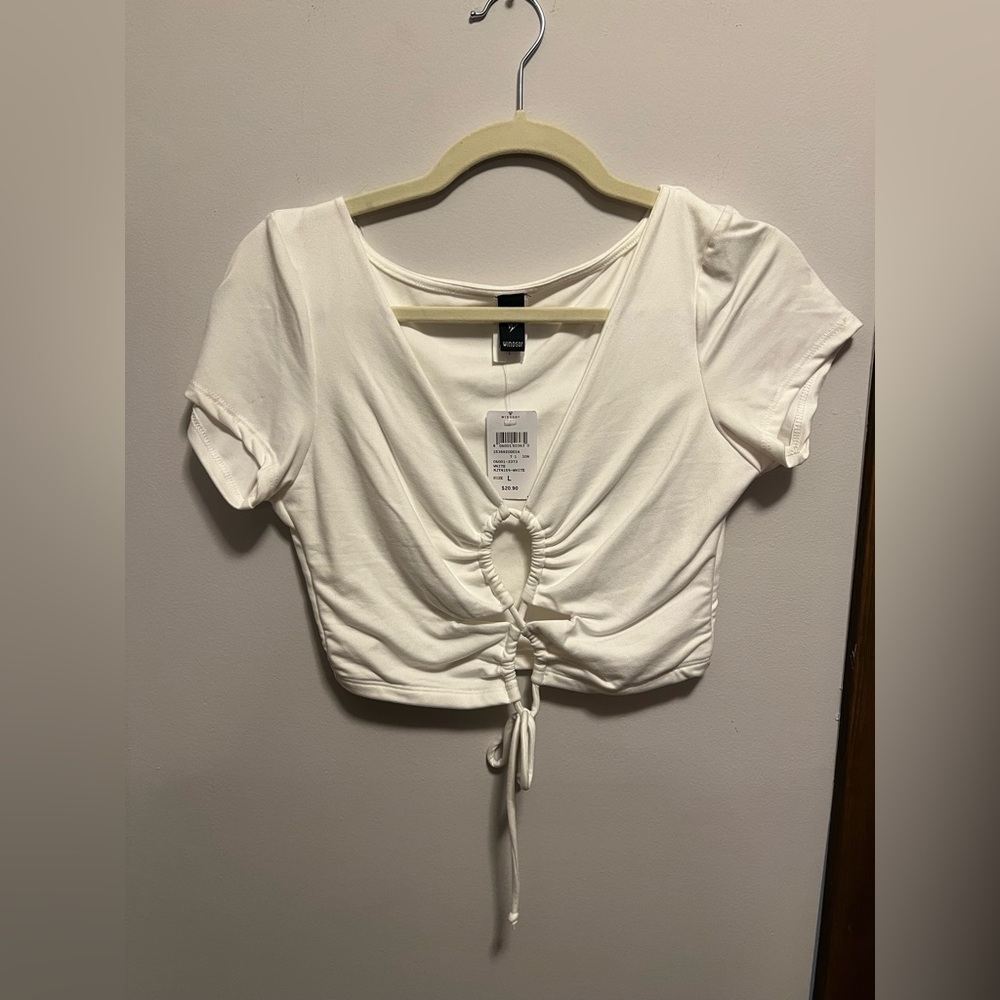 Windsor, Cut Out, White, Crop Top